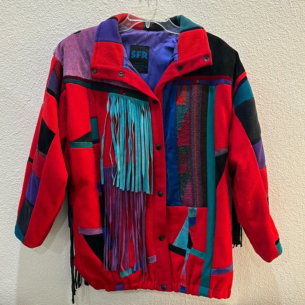 Vintage Santa Fe Recreations Aztec Jacket Fringe Southwestern Rodeo Artsy S